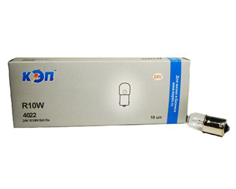 24V-10W(R) автолампы (габ. мал. цок. 1к) 