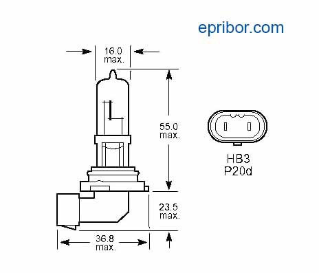 12V HB3 60W (КЭП) 6010` Автолампа галогеновая 12В, 60Вт, цоколь P20d, дальний свет
