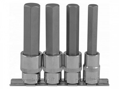 Набор головок торцевых 1/2"DR с вставками HEX 12-19 мм, L100мм, 4 предмета, Ombra 921204
