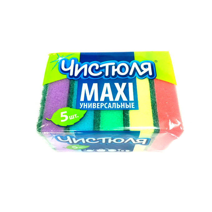 Губка д/посуды ЧИСТЮЛЯ  макси 5 шт***