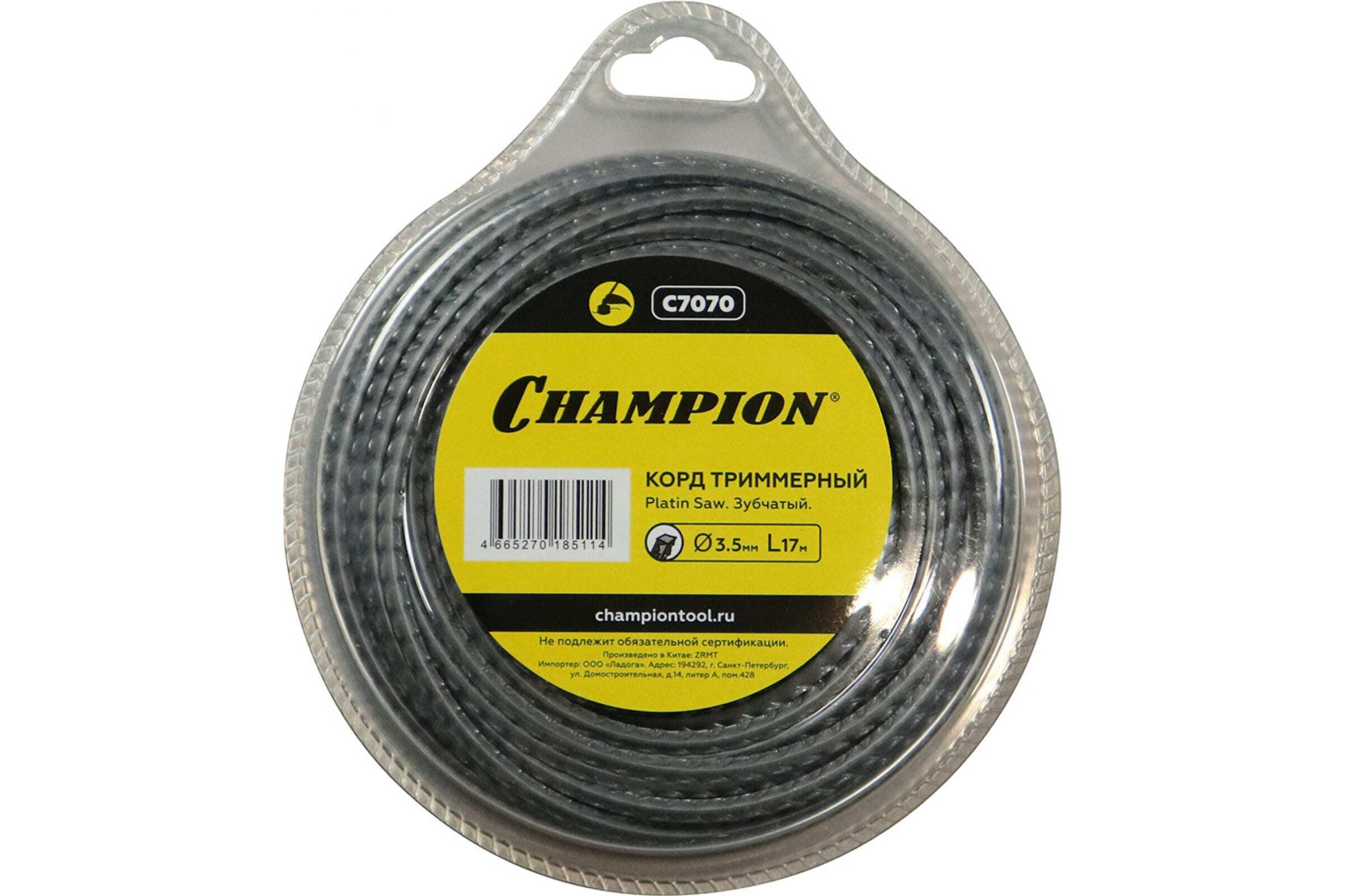Корд триммерный CHAMPION Platin Saw 3,5мм*17м (зубчатый)