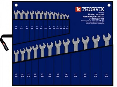 Набор ключей комбинированных 6-32 мм, 25 предметов, Thorvik CWS0025