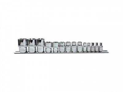 Набор головок торцевых 1/4", 3/8", 1/2"DR Torx E4-E24, 14 предметов, Ombra 910614