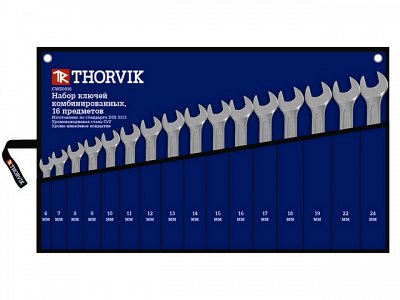 Набор ключей комбинированных 6-24 мм, 16 предметов, Thorvik CWS0016