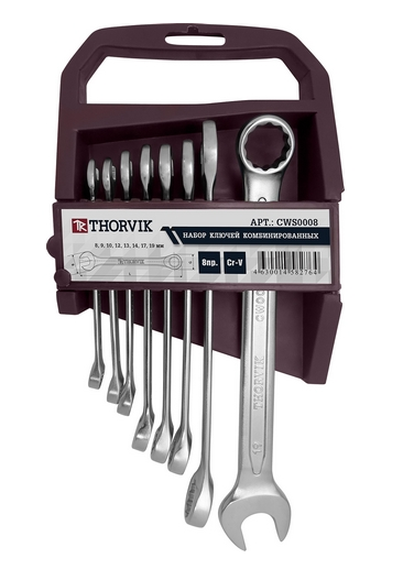 Набор ключей комбинированных  8-19 мм, 8 предметов, Thorvik CWS0008