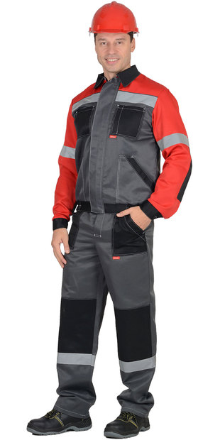 Костюм "Лигор" куртка, брюки  т.серый с красным и черным и СОП