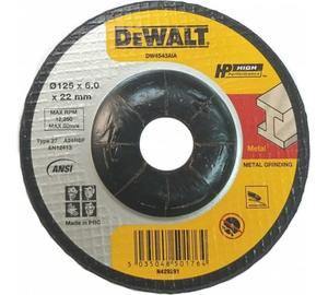 Круг зачистной 125x6,0х22,2 мм металл НР, Dewalt DW4543AIA-AE																																					