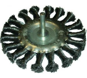 Щетка-крацовка круговая со шпилькой для дрели, 100 мм, стальная проволока, РемоКолор 45-3-210