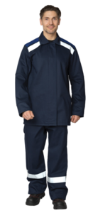 Костюм сварщика 2 класса защиты х/б с ОП-пропиткой синий/василёк (куртка и брюки)