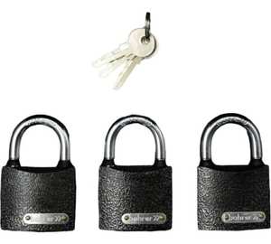 Набор замков "Мастер-Ключ" Bohrer МКПД-503 (дужка сталь, 3 замка + 3 ключа, система 3 замка под 1 ключ) (блистер)